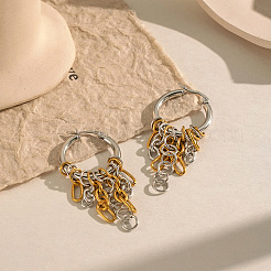 Pendientes de aro con borla y cadena de acero inoxidable 304 para mujer&nbsp;HJ6544-2