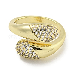 Anillo de brazalete de circonita cúbica con micro pavé de latón&nbsp;RJEW-E296-04G