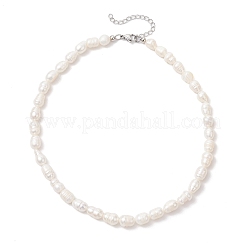 Collane di perle di riso naturali coltivate d'acqua dolce per le donne&nbsp;NJEW-JN05337-02