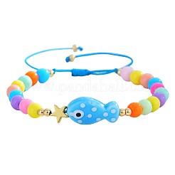 Geflochtene Armbänder aus Porzellanperlen im Ozean-Stil mit Fischmotiven&nbsp;LS-YA5775