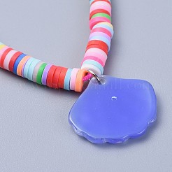 Handgemachte geflochtene Armbänder aus Heishi-Perlen aus Polymer-Ton für Kinder&nbsp;BJEW-JB04319-M