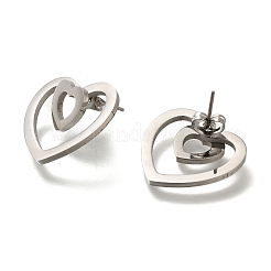 Orecchini a forma di cuore in acciaio inossidabile 304&nbsp;EJEW-C118-03C