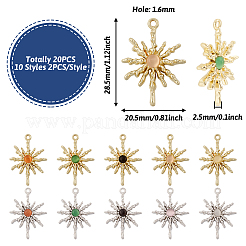 20 Stück 10 Stile Rack-Plating-Legierung Cat-Eye-Anhänger&nbsp;FIND-TA0002-39