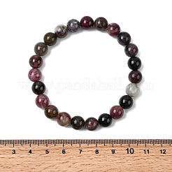 Bracelets élastiques en perles de tourmaline multicolores naturelles&nbsp;BJEW-D417-8mm-04A