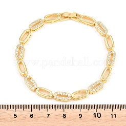 Ovale Gliederarmbänder aus Messing mit Mikropavé-Fassung aus klaren Zirkonia für Damen&nbsp;BJEW-T025-03A-G