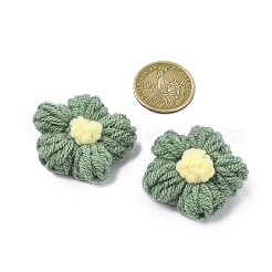 Orecchini a clip con fiori lavorati a maglia in cordoncino di cotone per donna&nbsp;EJEW-JE06227