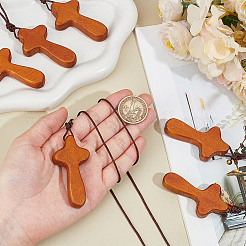 Décorations pendentif croix en bois&nbsp;WOOD-WH0034-55A