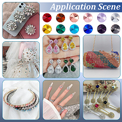 192 Stück 12 Farben Diamant-Glas-Strass-Cabochons&nbsp;GLAA-PH0004-38