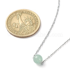 Collane con ciondolo con perline rotonde di avventurina verde naturale&nbsp;NJEW-JN04551-04