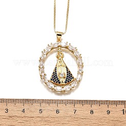 Collane con pendente vergine da donna in ottone trasparente e blu con zirconi cubici nossa senhora aparecida&nbsp;NJEW-U039-01A-G