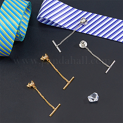 4 Stück 2 Farben Herren Messing Krawattennadel Clutch mit Kette&nbsp;KK-FH0007-42