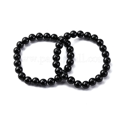 Stretch-Armbänder aus natürlichem Turmalin mit runden Perlen für Männer und Frauen&nbsp;BJEW-G743-01A