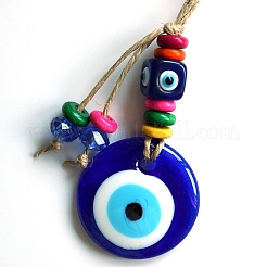 Murano hecho a mano plano redondo con adornos colgantes de mal de ojo&nbsp;PW23062130799