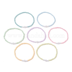 7 bracelet extensible en perles de verre rondes de 7 couleurs pour femmes&nbsp;BJEW-JB11779