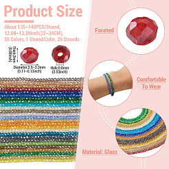 26 hebras 26 colores hebras de perlas de vidrio electrochapadas&nbsp;EGLA-TA0013-80B