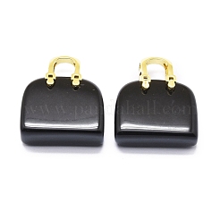 Colgantes de latón obsidiana natural&nbsp;KK-E274-01G-07