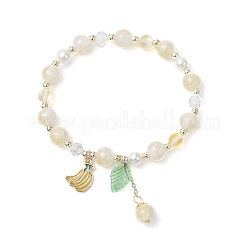 Braccialetti elastici con perline rotonde in pietra di luna sintetica e vetro&nbsp;BJEW-JB11858-04
