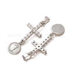 Colgantes religiosos de latón con pavé de circonitas cúbicas transparentes&nbsp;CU-CBA40F6-01P