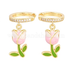 Orecchini a polsino in ottone con zirconi cubici trasparenti per San Valentino&nbsp;EJEW-Z164-09G