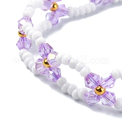 Geflochtene Glasblumen-Armbänder aus verstellbaren geflochtenen Perlen für Damen&nbsp;BJEW-MZ00100-02
