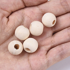 Perles européennes en bois naturel non fini&nbsp;WOOD-Q041-04D