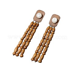 Pendientes de botón de madera y perlas de imitación&nbsp;WGE84F1-01