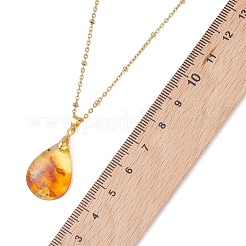Colgante de lágrima de ámbar natural&nbsp;NJEW-JN05983-01