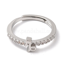 Anelli regolabili costellati in ottone con placcatura a cremagliera con zirconi trasparenti da donna&nbsp;RJEW-S407-08P-12