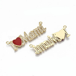 Echte 16 Karat vergoldete Messing Micro Pave klare Zirkonia Anhänger Verbindung&nbsp;ZIRC-S067-208-NF