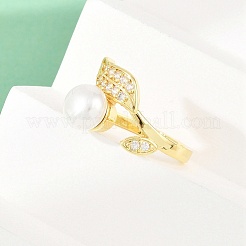 Bagues en laiton avec micro pavé de zircone cubique pour femmes&nbsp;RJEW-D340-02G-01