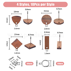 20 Paar Ohrstecker aus Holz in 4 Stilen&nbsp;DIY-DC0002-86