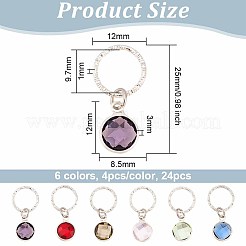 24 Stück 6 Farben Messing Glas Dreadlocks Perlen&nbsp;OHAR-AB00011