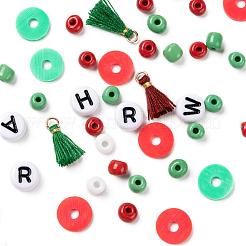 3 colori 1155 pezzi fai da te per creare braccialetti elasticizzati a tema natalizio&nbsp;DIY-LS0001-22B