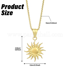 Colliers à chaîne avec pendentif soleil en acier inoxydable 304 pour femmes et hommes&nbsp;NJEW-YW00002-01