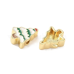 Cuentas de esmalte de latón navideñas&nbsp;KK-I474-G22