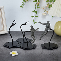Zusammengebauter sechseckiger Präsentationsständer für Actionfiguren aus Kunststoff mit verstellbarem Stützarm aus Aluminiumlegierung&nbsp;ODIS-WH0080-11C