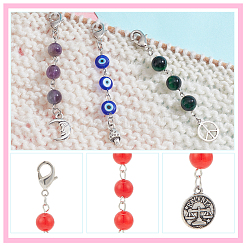 Decorazione pendente con perline di pietre preziose e resina e lampwork&nbsp;HJEW-AB00033