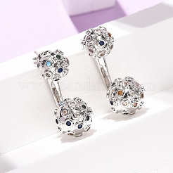 Boucles d'oreilles en laiton avec zircone cubique de micro pave&nbsp;EJEW-D351-13P-01