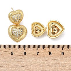 Latón micro pave aretes de circonita cúbica transparente&nbsp;EJEW-H154-10A-G