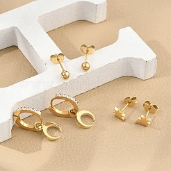 304 Edelstahl Strass Mond & Stern & Runde Ohrring-Sets&nbsp;EJEW-Z098-22G