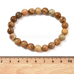 Pulseras elásticas de cuentas redondas de jaspe con imagen natural&nbsp;GG-CBA12F1-02A-05