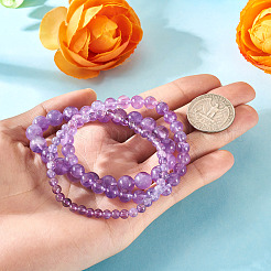 3 Stück Stretch-Armbänder aus natürlichen Amethystperlen für Damen&nbsp;BJEW-TAC0033
