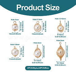 24 Stück 6 Stil ABS-Kunststoff Imitation Perle Draht umwickelt Anhänger&nbsp;KK-SW0001-07