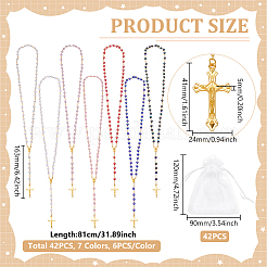 42 collier de chapelet à maillons ronds en alliage et plastique&nbsp;NJEW-WA0001-05
