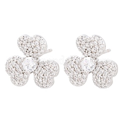Boucles d'oreilles en laiton avec zircone cubique de micro pave&nbsp;EJEW-G471-51P