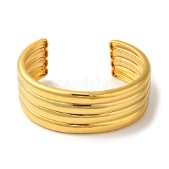 Bracelets de manchette ouverts rainurés en laiton plaqué en rack&nbsp;BJEW-S150-01G