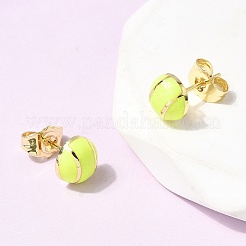 Tennis-Ohrstecker aus Messing mit Emaille&nbsp;EJEW-H108-21G