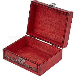 Coffre à bijoux vintage en bois orné de fleurs&nbsp;CON-WH20002-18