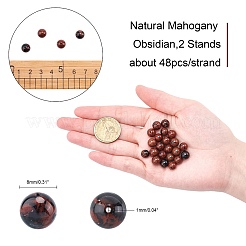 Mogano naturale fili di perline ossidiana&nbsp;G-AR0001-49