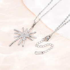 Collares con colgante de flor de acero inoxidable 304 y cadena de cable para hombres y mujeres&nbsp;NJEW-K308-05G-P